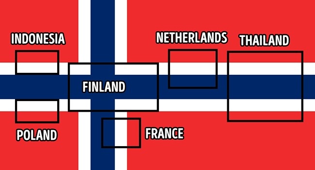 The flag of Norway incorporates the flags of six other countries: Indonesia...
