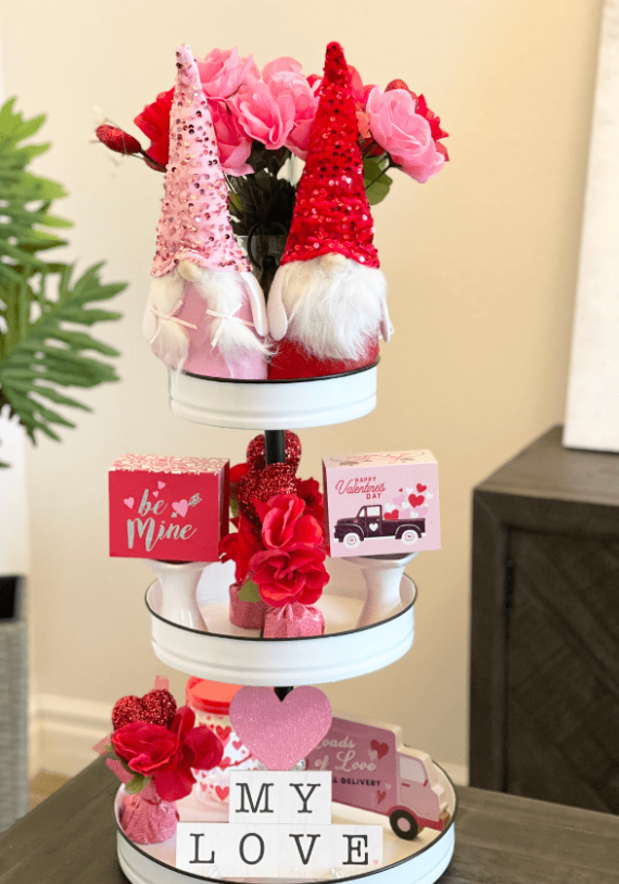 Easy Dollar Tree Tiered Tray Valentine Decor You’ll Love
