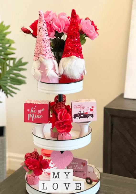 Easy Dollar Tree Tiered Tray Valentine Decor You’ll Love